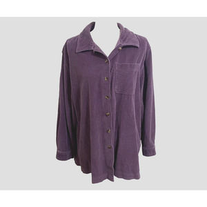 LL Bean Vintage Size XL Corduroy Shacket Jacket Purple Pockets